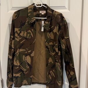 WALLACE & BARNES J Crew Military Camo Green Brown Large Full Zip Mens Jacket